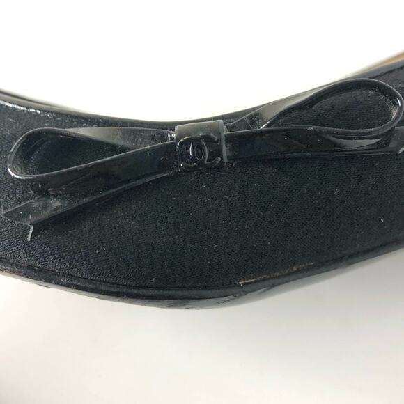 Chanel Retro Vintage Lagerfeld CC Bow Kitten Heel Pointed Toe Cap Toe Pumps 38 - Picture 9 of 11
